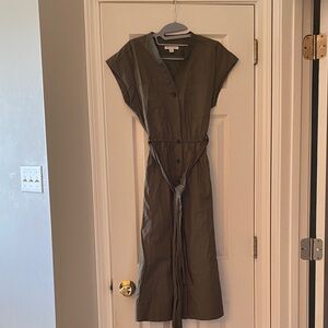 Elegant Olive Maxi Dress with Belt